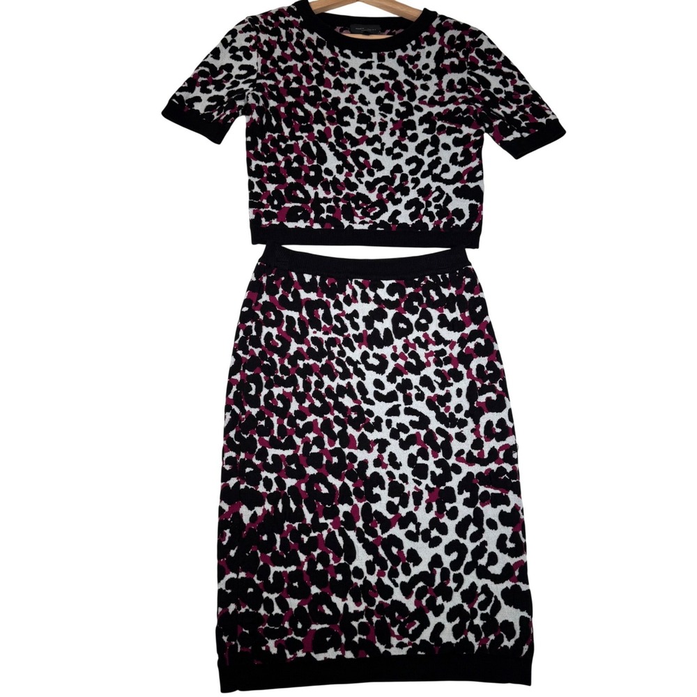 Romeo +‎ Juliet Couture Leopard Print Knit 2 Piece Set Pink Small | Black White